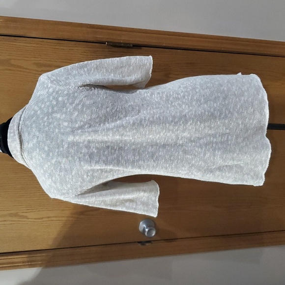 Eileen fisher linen cotton blend oatmeal cream open front short sleeve cardigan - Picture 4 of 7